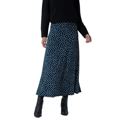 Image of Roman Originals Jersey Skirt for Women UK Ladies Midi Maxi Ditsy Floral Summer Spring Holiday Swing Shape Vacation Smart Casual Work Cocktail Party Going Out Blue Size 14