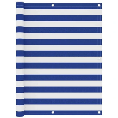 Image of vidaXL Balcony Screen White and Blue 120x400 cm Oxford Fabric