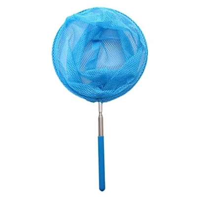 Image of 34 Kids Extendable Fishing Mesh Net Butterfly Bug Insect Fish Crab Catcher with Telescopic Handle Garden Pond Toy, Ideal present for Children from 37cm to 86cm (Fishing Net, Blue)