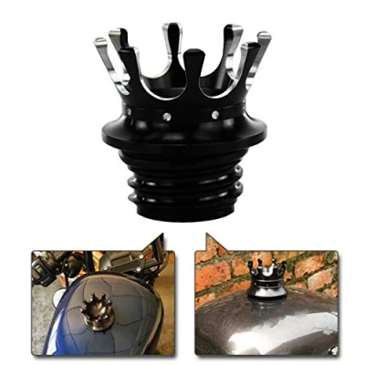Image of REBACKER Billet Aluminum Gas Cap, Right hand Thread, Black, Fits Harley Sportster Dyna Touring Road King Softail Trike Freewheeler