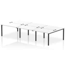 Image of Impulse Bench B2B 6 Person 1200 Black Frame Office Desk White