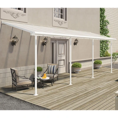 Image of 7&#039; x 22&#039; Palram Canopia Sierra White Clear Patio Cover (2.28m 6.71m)