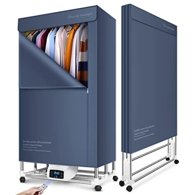 Image of 2000W Portable Folding Electric Clothes Dryer Fast Dry Large Capacity 15KG with Remote Control, Hot Air Drying Closet Heated Airer Pod