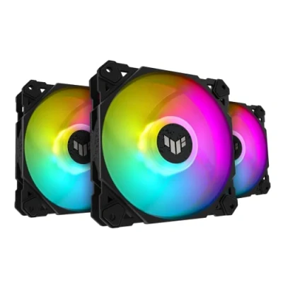 Image of ASUS TUF Gaming TF120 120mm ARGB fan 3 Kit (Advanced fluid dynamic bearing (FDB), Double layer LED array, Aura Sync, High airflow, PWM control, Wide RPM range, Multi function controller) Black