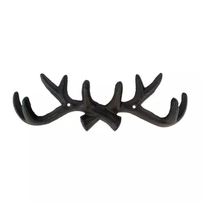 Image of Fyne Finds Cast Iron Deer Antler Wall Mounted 4 Hooks Coat Key Hook Utilities Hanger Rack Satue Shabby Chic