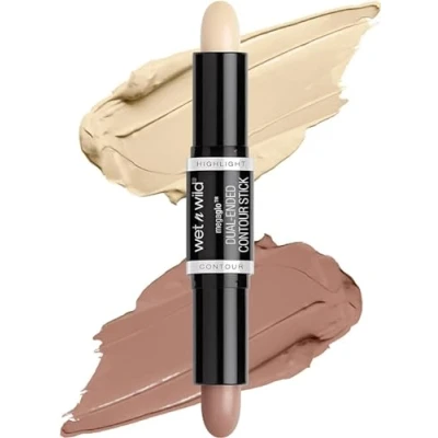 Image of Wet n Wild, MegaGlo Dual Ended Contour Stick, 2 in 1 Stick with Contouring Shade and Highlighter, Easy to Blend Formula, for a Defined Chiseled Look, Light/Medium
