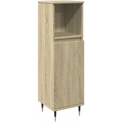 Image of vidaXL Bathroom Cabinet Sonoma Oak 30x30x100 cm Engineered Wood
