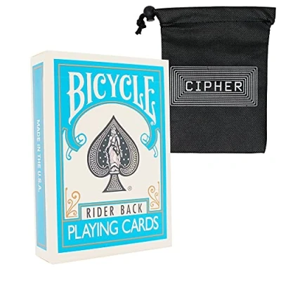 Image of Coloured Bicycle Playing Cards Classic Rider Back Design Includes Cipher Card Bag (Turquoise)