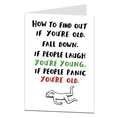 Image of LimaLima Funny Birthday Card For Men I Women. How To Find Out If Your Old Joke. Perfect Mum Dad 50th 60th 70th