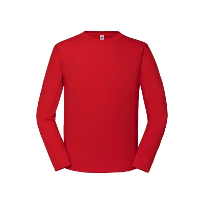 Image of Fruit of the Loom Mens Iconic Premium Long Sleeved T Shirt (Red) Size 3XL