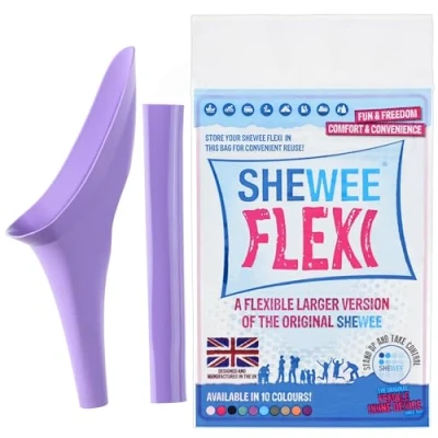 Image of SHEWEE Flexi the Original Female Urinal Made in UK Reusable, Flexible &amp; Portable Urination Device. Festival, Camping, Car, Hiking Essentials for Women. Stand to Pee Funnel Lilac