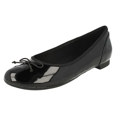 Image of Clarks Women&#039;s Couture Bloom Ballet Flats, Black Patent, 9 UK
