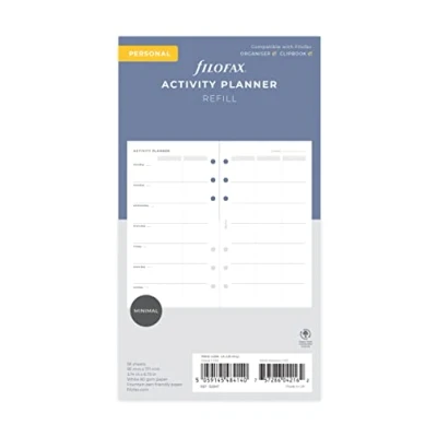 Image of Filofax Personal Organiser Activity Planner Refill, White