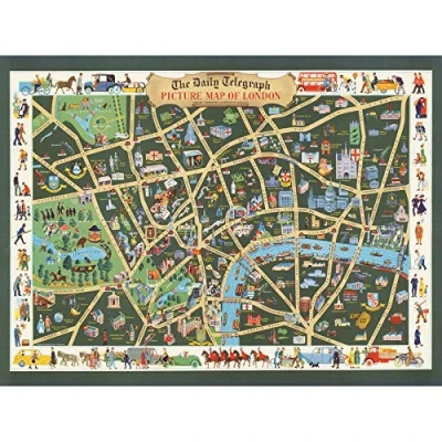 Image of Artery8 1950 Pictorial Map Picture If London Art Print Canvas Premium Wall Decor Poster Mural
