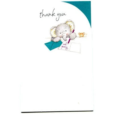Image of UK Greetings Thank You Card for Him/Her/Friend Cute Elephant Design