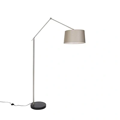 Image of Modern Floor Lamp Steel with Taupe Lampshade 45 cm Editor