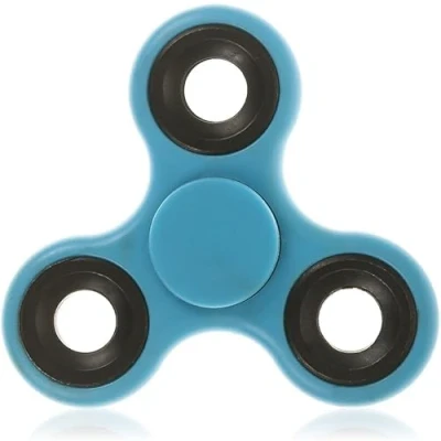 Image of Toyland® Fidget Hand Spinner Stress and Anxiety Relief Assorted Colours (Light Blue &amp; Black Rings)