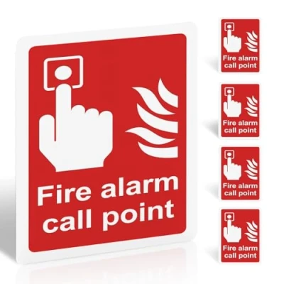 Image of 5pcs Fire Alarm Call Point Safety Sign Portrait 150mm x 100mm PVC sticker with Self Adhesive Backing