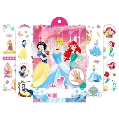 Image of ISABELLA MOON 4 Sheets Kids Girls Princess Mermaid Temporary Tattoos Sticker Birthday Party Bag Fillers Favors Supplies Gifts Goodies,Fake Waterproof Tattoo Set (Princess)