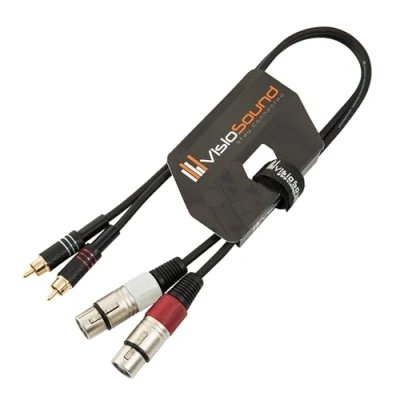 Image of 2 x Female XLR to RCA Gold Phono Plug Twin Lead/Audio Signal Patch Cable 0.5m