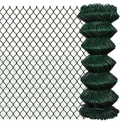 Image of vidaXL Green PVC Coated Chain Link Fence 25m Garden/Patio Fencing, 100cm Height, UV Resistant Steel Mesh Barrier