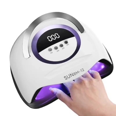 Image of Timpou 200W UV LED Nail Lamp, Professional Dryer, Gel Polish, Light with 4 Timer Settings, Automatic Sensor, LCD Display