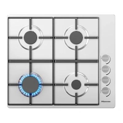 Image of Hisense GM642XHS Built in 60cm Gas Hob Stainless Steel with 4 Cooking Areas, Easy Clean Surface, One Hand Ignition, 60 x 52 8.9 cm (L W H)