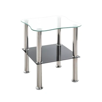 Image of HAKU Mobel End Table Stainless Steel, Black, Tempered Glass, Glass Size: W 40 cm X H 47 D cm, Style: Modern