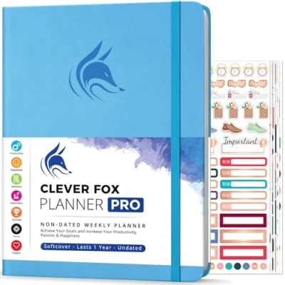 Image of Clever Fox Planner PRO Weekly &amp; Monthly Life to Increase Productivity, Time Management and Hit Your Goals, 21.5x28cm (Blue)