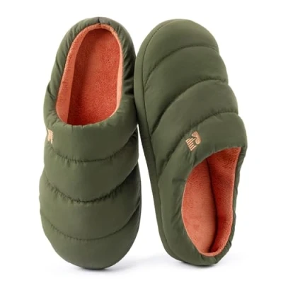 Image of RockDove Men&#039;s Campground Memory Foam Down Slipper, Size 8/9 UK Men, Hunter Green