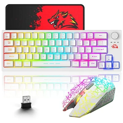 Image of ZIYOU LANG Wireless Gaming Keyboard and Mouse Combo, 2.4 GHz Wireless, Compact 2400 DPI Silent Mouse, Multimedia Shortcut Keys, Battery Life Durable, for PC, Laptop, Computer, Gamer White