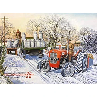 Image of Original Massey Ferguson 35 Tractor in Snow Small Metal Sign 200mm x 150mm