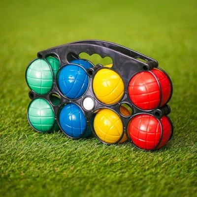 Image of Garden Mile Plastic Boules Set 8 Brightly Colored Water Filled with Jack Games Outdoor for Kids Durable Construction Handy Carry Case Ø70mm, 1520g