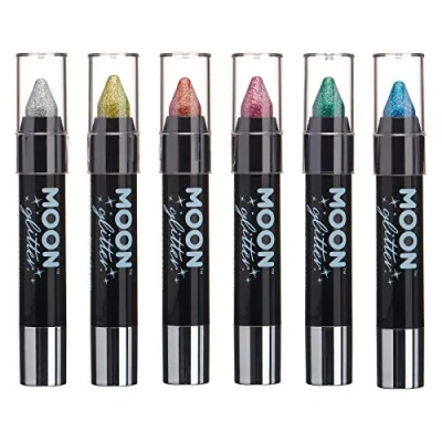 Image of Holographic Festival Glitter Paint Stick/Body Crayon makeup for the Face &amp; Body by Moon 3.5g (Set of 6)