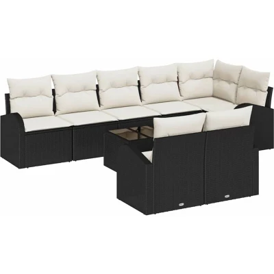 Image of vidaXL 8 Piece Garden Sofa Set with Cushions Brown Poly Rattan