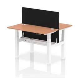 Image of Air B2B 1200x600mm Adjustable 2P Bench Desk CP Beech/White + Screen