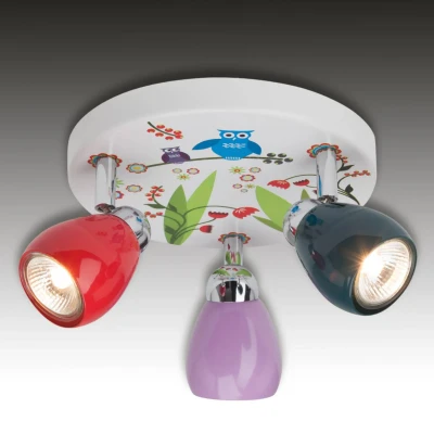 Image of BRILLIANT lamp Birds LED Spotrondell 3flg Multicolored 3X PAR51, GU10, 3W Reflector Lamps Included, (250lm, 3000K) Scale A ++ to E Heads swiveling