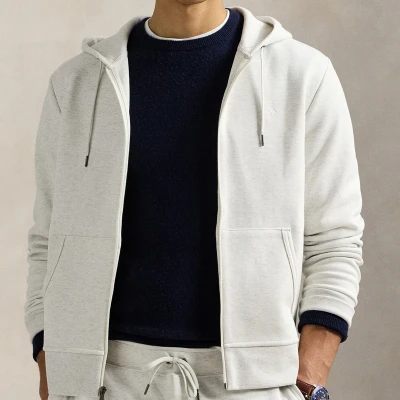 Image of Polo Ralph Lauren Double KNIT FULL ZIP Hoodie Zipup sweatshirt, Men&#039;s, Size: XL, Soho heather