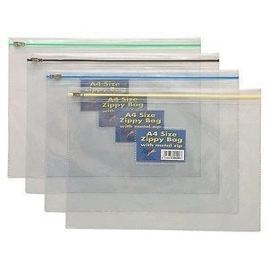 Image of Tiger 12 x A5 PLASTIC ZIPPY BAGS Strong Clear File Storage Document, Craft Art Folder Wallets