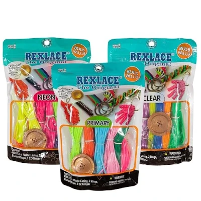 Image of Craft County Pepperell Rexlace Cord 450 FT 2 Rings 6 lanyard Snaps EZ Gimper Beading line Kit