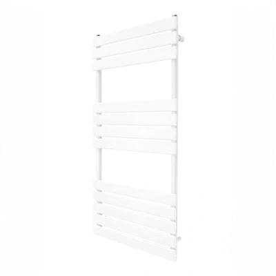 Image of Vertical Towel Radiator Designer Flat Panel 1200mm x 600mm Bathroom Heated Rail Gloss White Central Heating Ladder Heater Wall Mounted Carbon Steel FREE Cleaning Brush Fixing Kit &amp; Brackets