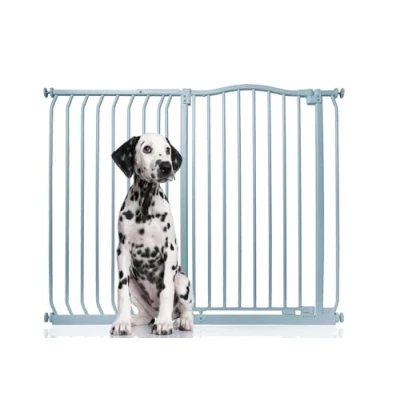 Image of Bettacare Extra Tall Curved Top Dog Gate, 116cm 125cm, Matt Grey, 100cm in Height, Pressure Fit Pet Gate for and Puppy, Barrier, Easy Installation