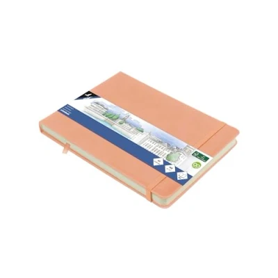Image of Kangaro Art Sketch Book A5 Landscape Dusky Pink PU Hard Cover 80 Sheets 140 g Cream Paper