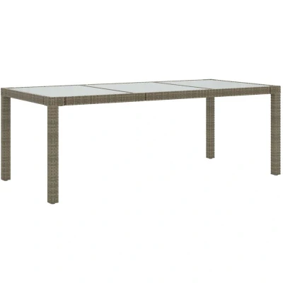 Image of vidaXL Garden Table Grey 190x90x75 cm Tempered Glass and Poly Rattan