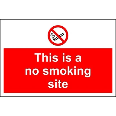 Image of This is a no smoking site safety sign 3mm Aluminium 400mm x 300mm
