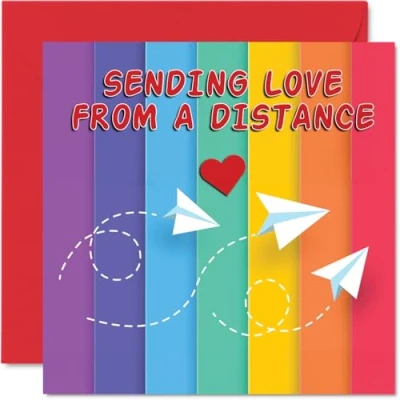 Image of Long Distance Birthday Cards for Men Women Rainbow Love Happy Card Mum Dad Brother Sister Auntie Uncle Friend 145mm x Bday Greeting