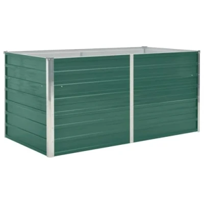 Image of vidaXL Raised Garden Bed Spacious Galvanised Steel Planter in Green for Balcony, Deck or Patio