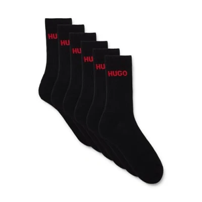 Image of HUGO LOGO 6 PACK Socks, Men&#039;s, Size: 404, Black