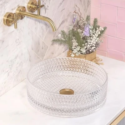Image of REA U9670 Bathroom Sink Made of Glass Cristal 35 Transparent U9670,