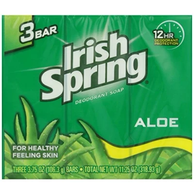Image of Irish Spring Deodorant Bath Bar Soap Aloe, 4 Oz Each 3 Pack (Pack of 4) 12 Bars Total by